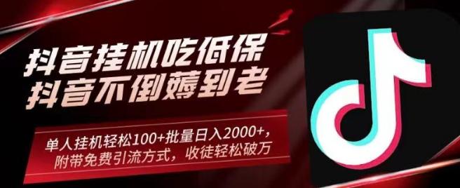 抖音挂机吃低保项目，单人挂机轻松100+批量日入2000+，附带免费引流方式，收徒轻松破万-网赚项目平台