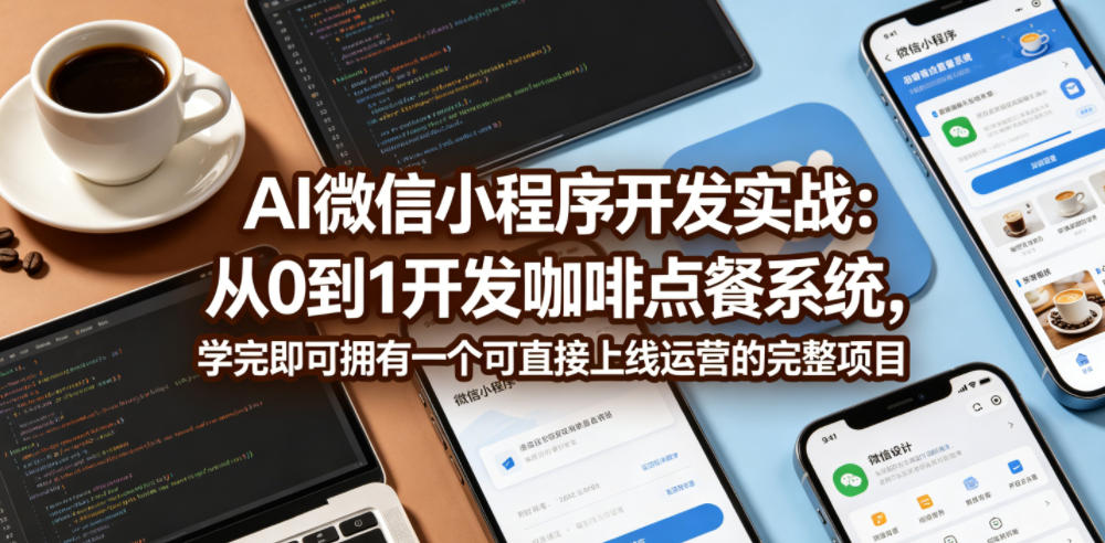 AI微信小程序开发实战:从0到1开发咖啡点餐系统,学完即可拥有一个可直接上线运营的完整项目-网赚项目平台
