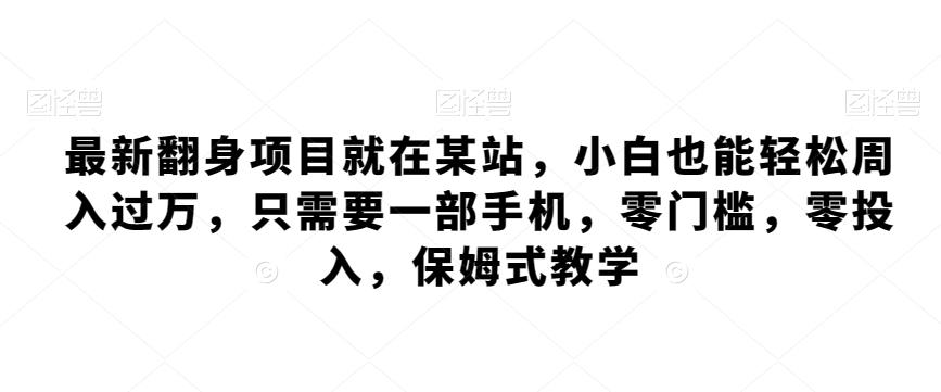 最新翻身项目就在某站，小白也能轻松周入过万，只需要一部手机，零门槛，零投入，保姆式教学-网赚项目平台