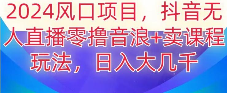 2024风口项目，抖音无人主播撸音浪+卖课程玩法，日入大几千【揭秘】-网赚项目平台