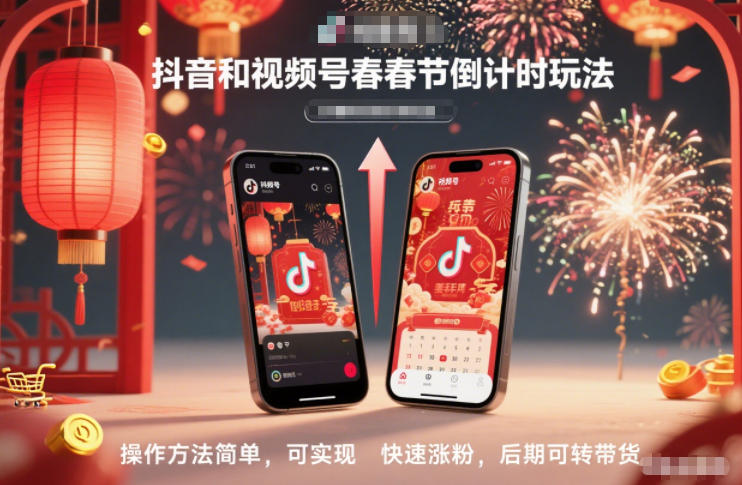 抖音和视频号,春节倒计时玩法,操作方法简单,可实现快速涨粉,后期可转带货-网赚项目平台