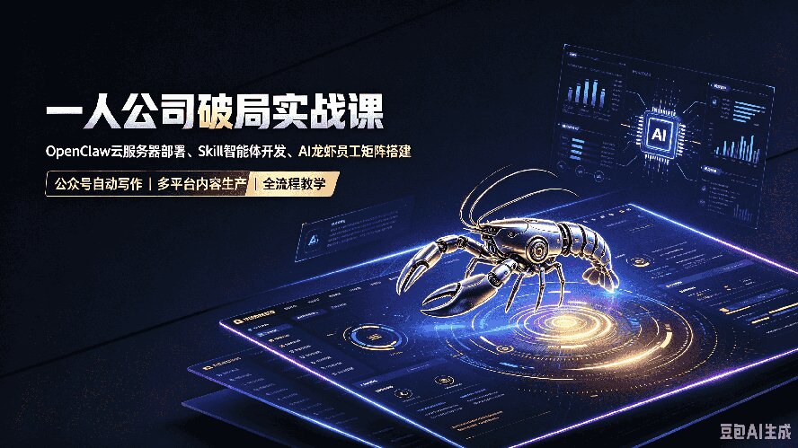 一人公司破局实战课｜OpenClaw云服务器部署、Skill智能体开发、AI龙虾员工矩阵搭建，公众号自动写作与多平台内容…-网赚项目平台