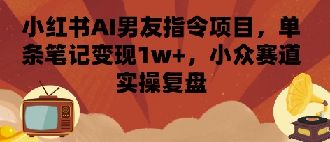 小红书AI男友指令项目，单条笔记变现1w+，小众赛道实操复盘-网赚项目平台