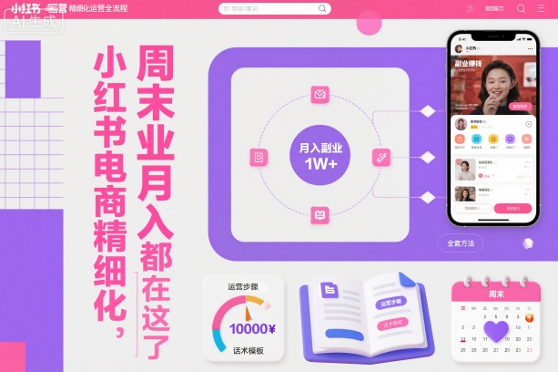 小红书电商精细化运营全流程，周末副业月入1W+，全套方法都在这了-网赚项目平台