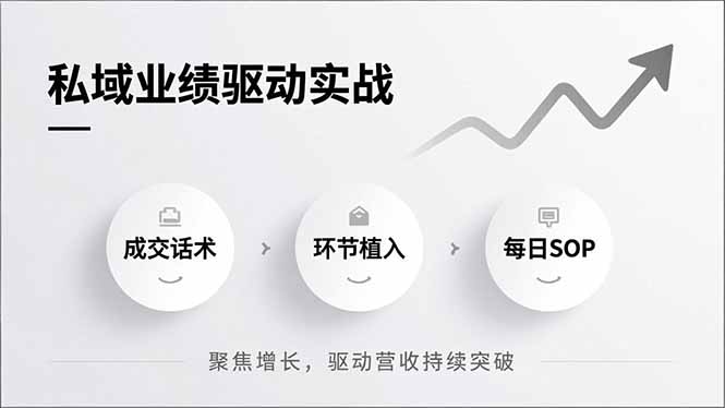 私域业绩驱动实战,成交话术、环节植入、每日SOP,聚焦增长,驱动营收持续突破-网赚项目平台
