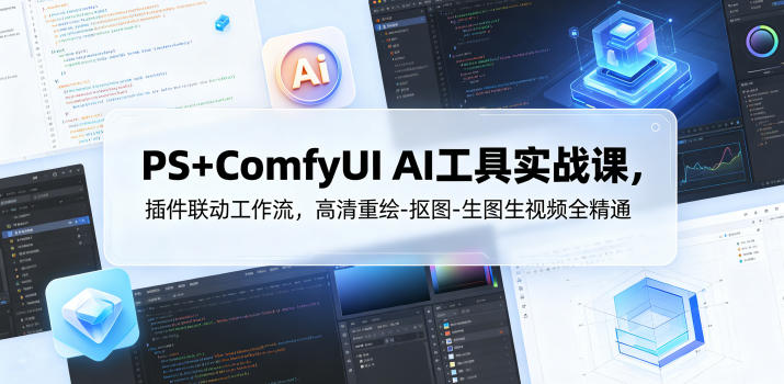 PS+ComfyUI AI工具实战课,插件联动工作流,高清重绘-抠图-生图生视频全精通-网赚项目平台
