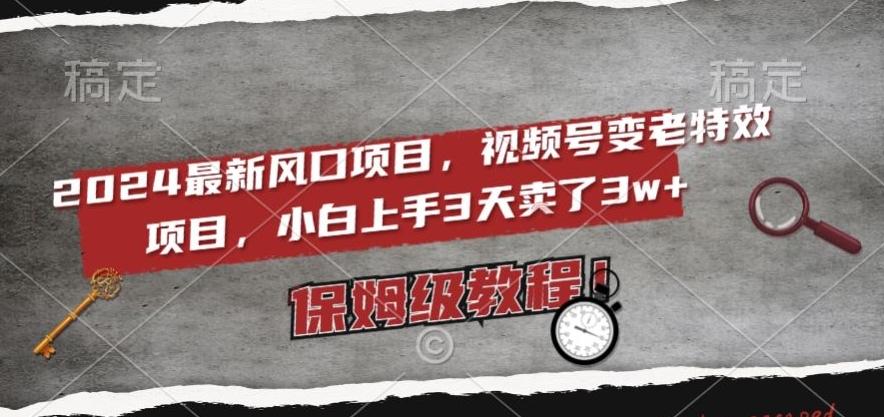 2024最新风口项目，视频号变老特效项目，电脑小白上手3天卖了3w+，保姆级教程【揭秘】-网赚项目平台