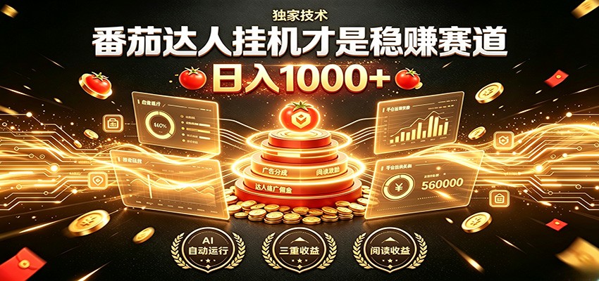 别再瞎找副业！番茄达人挂机才是稳赚赛道 日入1000+-网赚项目平台