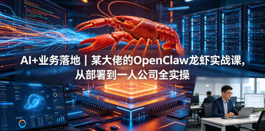 AI+业务落地｜某大佬的OpenClaw小龙虾实战课，从部署到一人公司全实操-网赚项目平台