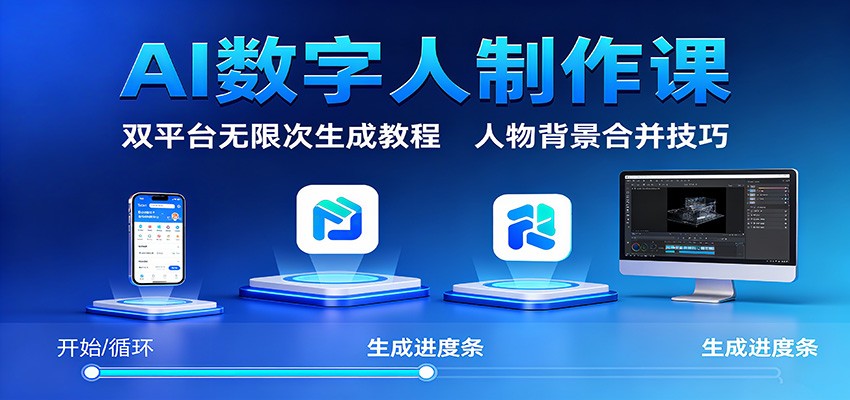 AI数字人制作课：双平台无限次生成教程，人物背景合并技巧-网赚项目平台