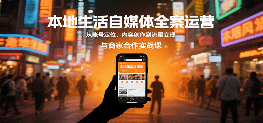 本地生活自媒体全案运营，从账号定位、内容创作到流量变现与商家合作实战课-网赚项目平台