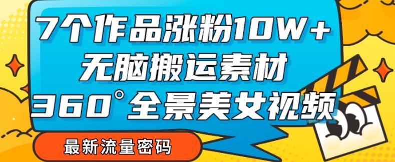 7个作品涨粉10W+，无脑搬运素材，全景美女视频爆款玩法分享【揭秘】-网赚项目平台