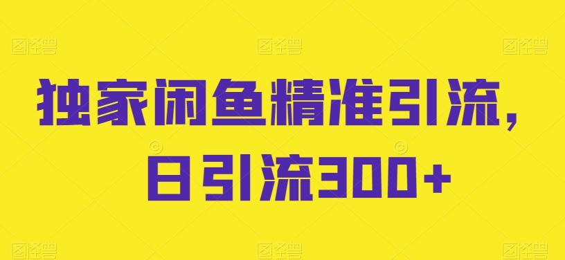 独家闲鱼精准引流，日引流300+【揭秘】-网赚项目平台