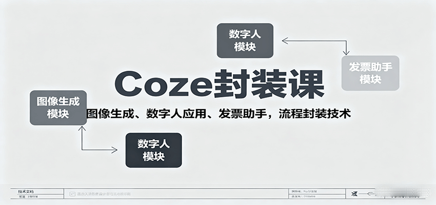 Coze封装课,图像生成、数字人应用、发票助手,流程封装技术-网赚项目平台