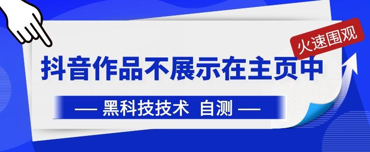 抖音黑科技：抖音作品不展示在主页中【揭秘】-网赚项目平台