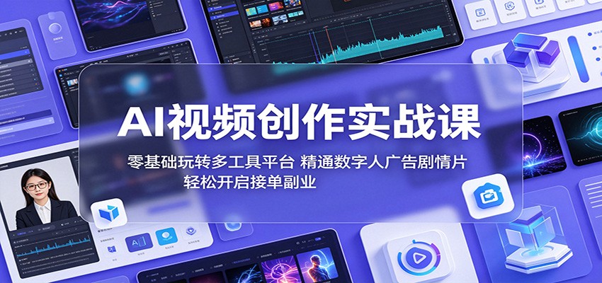 AI视频创作实战课:零基础玩转多工具平台,精通数字人广告、剧情片,轻松开启接单副业-网赚项目平台
