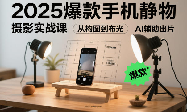 2025爆款手机静物摄影实战课，从构图到布光，不用贵设备，AI辅助出片-网赚项目平台