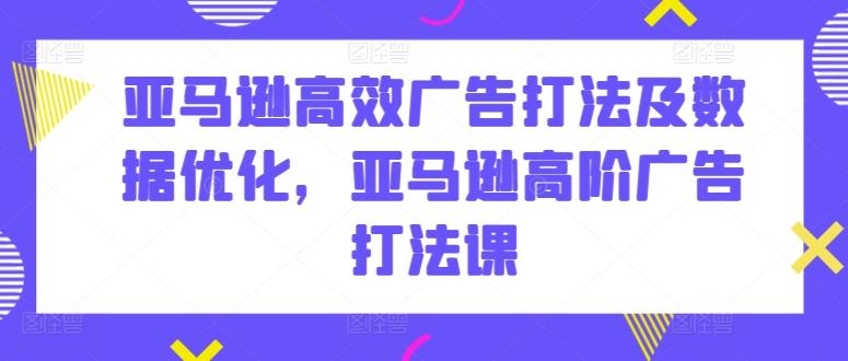 亚马逊高效广告打法及数据优化，亚马逊高阶广告打法课-网赚项目平台