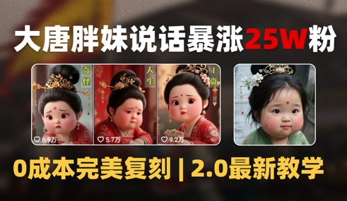 AI大唐胖贵妃说话2.0，40条视频暴涨40w粉，附独家变现攻略-网赚项目平台