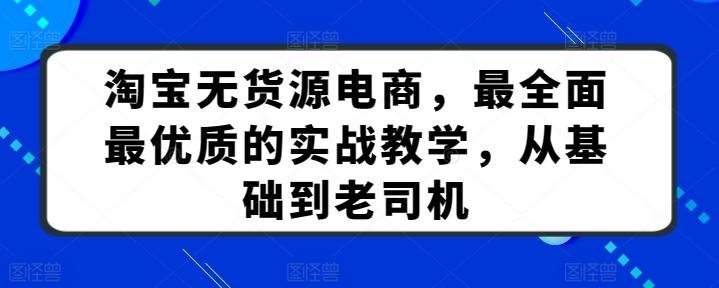 淘宝无货源电商，最全面最优质的实战教学，从基础到老司机-网赚项目平台