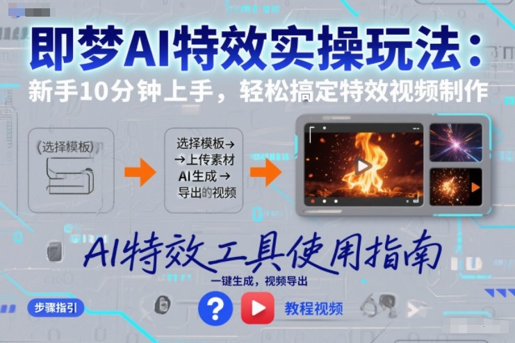 即梦AI特效实操玩法：新手10分钟上手，轻松搞定特效视频制作-网赚项目平台