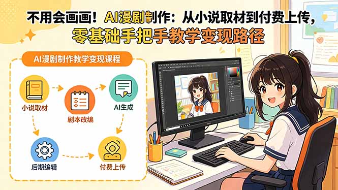 不用会画画!AI漫剧制作:从小说取材到付费上传,零基础手把手教学变现路径(更新-网赚项目平台