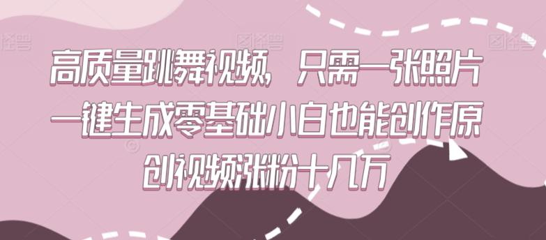 高质量跳舞视频，只需一张照片一键生成零基础小白也能创作原创视频涨粉十几万【揭秘】-网赚项目平台
