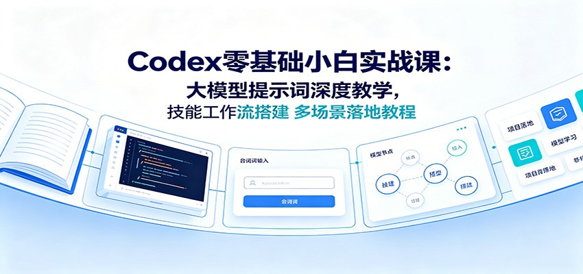 Codex零基础小白实战课：大模型提示词深度教学，技能工作流搭建多场景落地教程-网赚项目平台