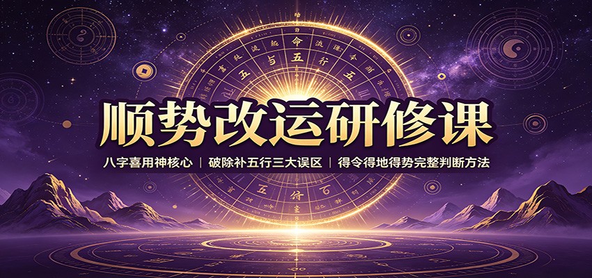 顺势改运研修课：八字喜用神核心，破除补五行三大误区，得令得地得势完整判断方法-网赚项目平台