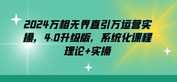 2024万相无界直引万运营实操，4.0升级版，系统化课程 理论+实操-网赚项目平台