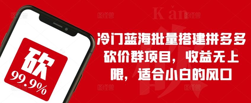 冷门蓝海批量搭建拼多多砍价群项目，收益无上限，适合小白的风口【揭秘】-网赚项目平台