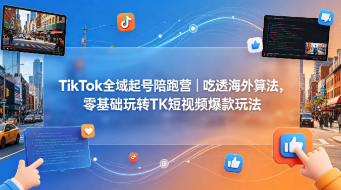 TikTok全域起号陪跑营｜吃透海外算法，零基础玩转TK短视频爆款玩法-网赚项目平台