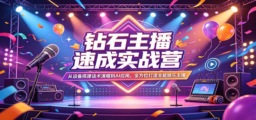 钻石主播速成实战营:从设备搭建话术演唱到AI应用,全方位打造全能娱乐主播-网赚项目平台