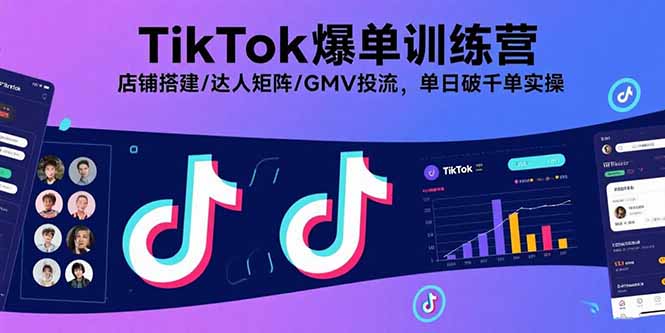 TikTok爆单训练营,店铺搭建/达人矩阵/GMV投流,单日破千单实操-网赚项目平台