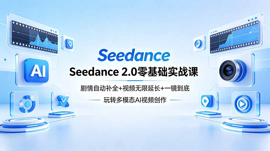 Seedance 2.0零基础实战课：剧情自动补全+视频无限延长+一镜到底：玩转多模态AI视频创作-网赚项目平台