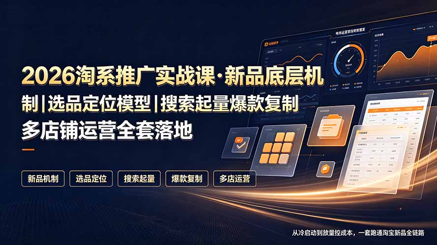 2026淘系推广实战课·新品底层机制｜选品定位模型｜搜索起量爆款复制多店铺运营全套落地教程-网赚项目平台