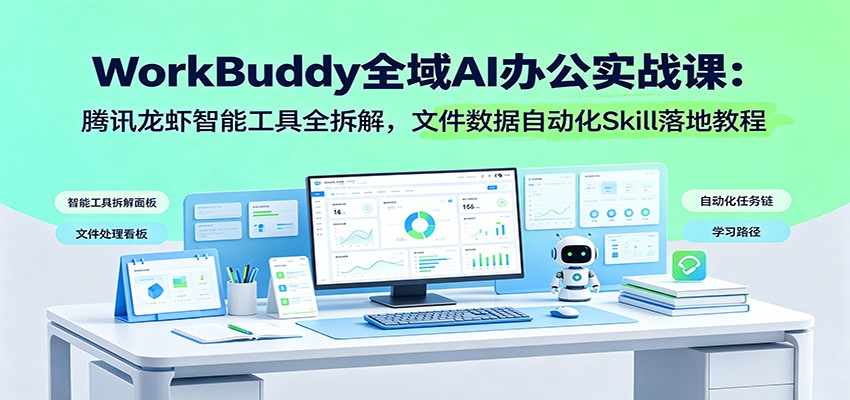 WorkBuddy全域AI办公实战课：腾讯龙虾智能工具全拆解，文件数据自动化Skill落地教程-网赚项目平台