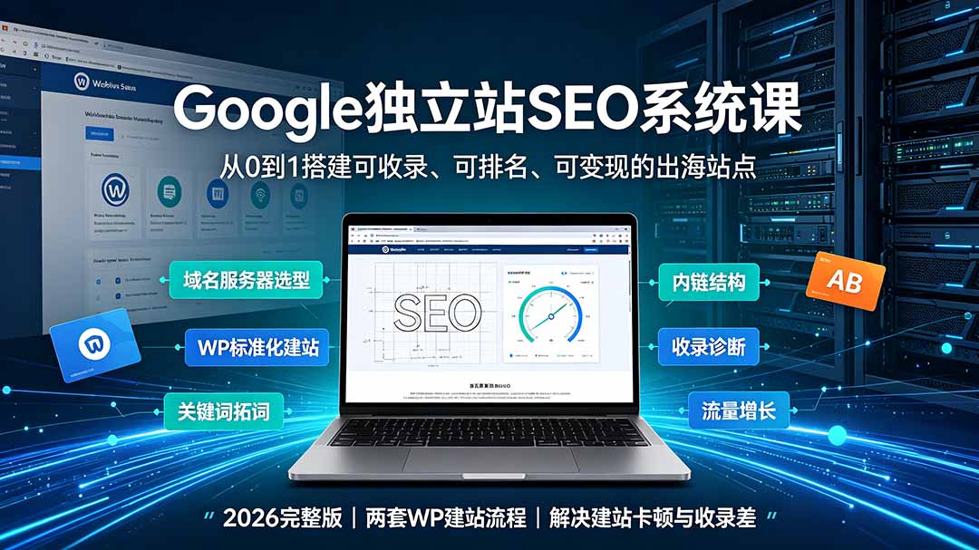 Google独立站SEO-7月系统课：出海基建×WordPress建站×AI内容生产×站内外优化×Search Console×AdSense变现-网赚项目平台