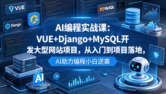 AI编程实战课：VUE+Django+MySQL开发大型网站项目，从入门到项目落地，AI助力编程小白逆袭-网赚项目平台