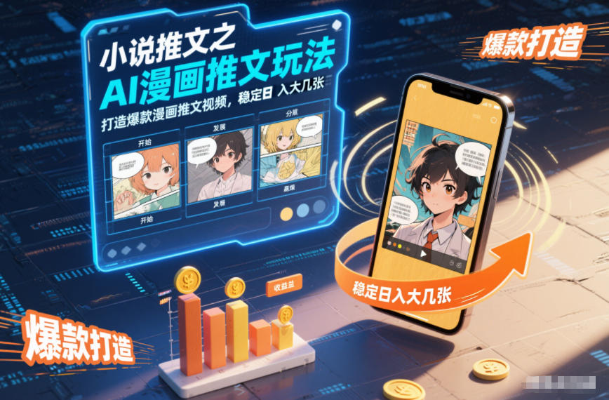 小说推文之AI漫画推文玩法,打造爆款漫画推文视频,稳定日入大几张-网赚项目平台