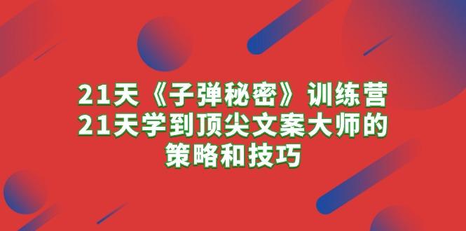 21天《子弹秘密》训练营，21天学到顶尖文案大师的策略和技巧-网赚项目平台