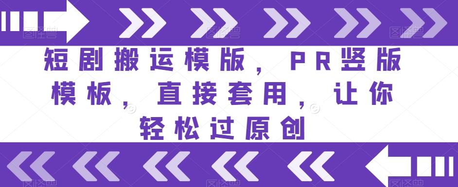 短剧搬运模版，PR竖版模板，直接套用，让你轻松过原创-网赚项目平台
