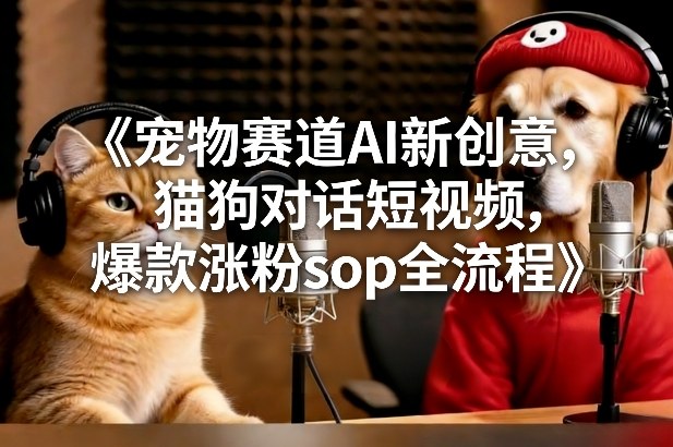 宠物赛道AI新创意，猫狗对话短视频，爆款涨粉sop全流程-网赚项目平台