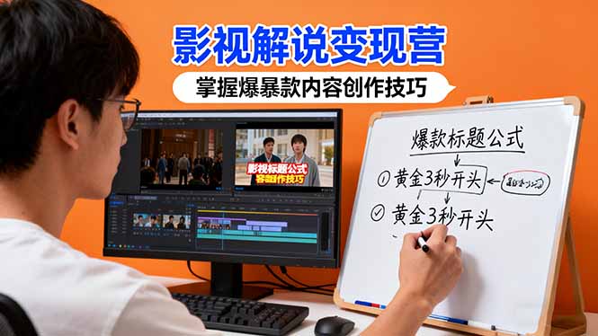 影视解说变现营：通过30+实战案例爆款内容创作技巧，掌握影视解说盈利密码-网赚项目平台