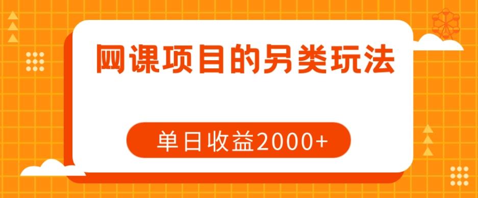 网课项目的另类玩法，单日收益2000+【揭秘】-网赚项目平台