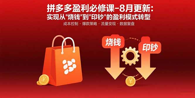 拼多多盈利必修课-8月更新：突破运营瓶颈 实现从烧钱到印钞的盈利模式转型-网赚项目平台