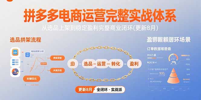 拼多多电商运营完整实战体系，从选品上架到稳定盈利完整商业闭环(更新8月-网赚项目平台