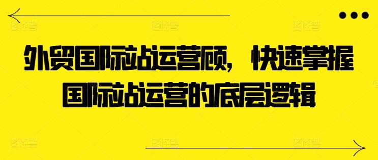 外贸国际站运营顾问，快速掌握国际站运营的底层逻辑-网赚项目平台