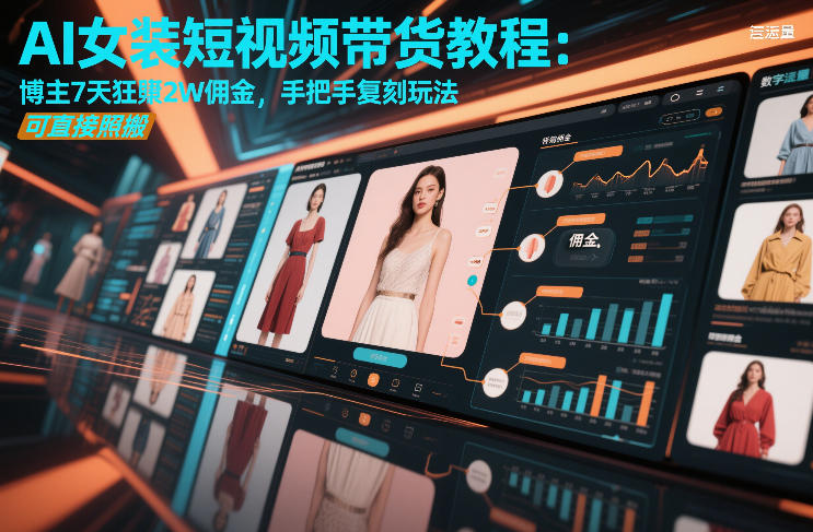 AI女装短视频带货教程：博主7天狂賺2W佣金，手把手复刻玩法，可直接照搬-网赚项目平台