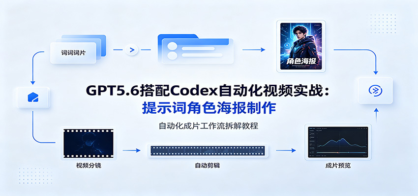 GPT5.6搭配Codex自动化视频实战：提示词角色海报制作，自动化成片工作流拆解教程-网赚项目平台